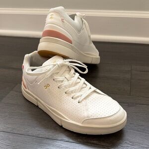 On Running White Sneakers with Pink Accent